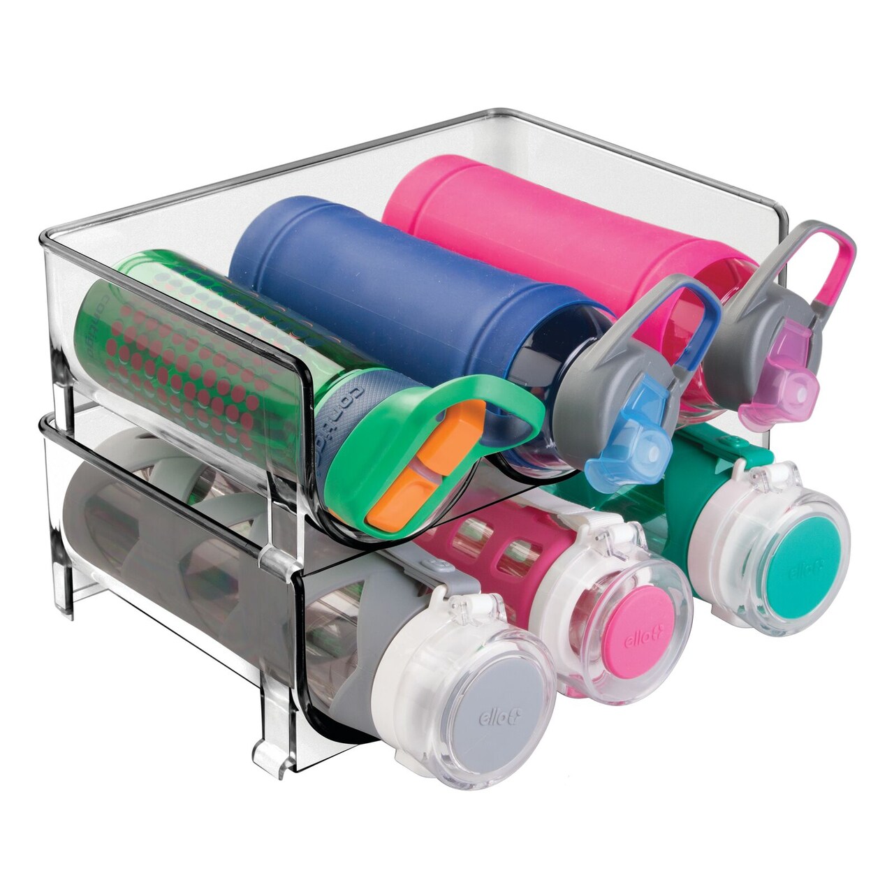 mDesign Plastic Free-Standing Stacking 3 Bottle Storage Rack